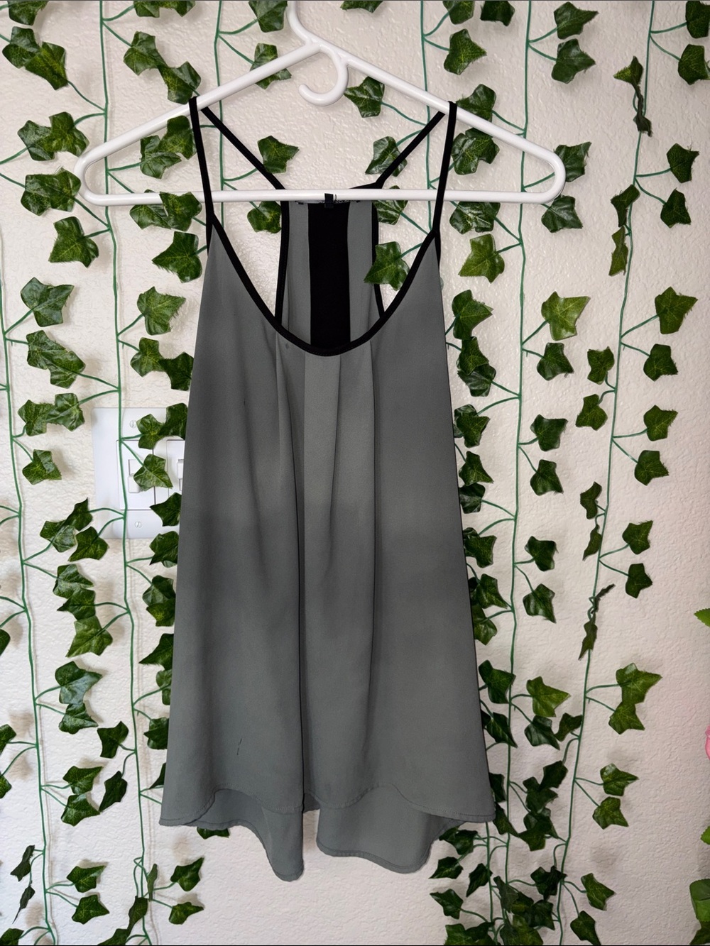 Satin-Feel Green Spaghetti Strap Cami Top
